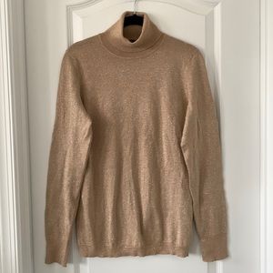 TALBOTS Gold Sparkle Long Sleeves Turtleneck Top Size Medium